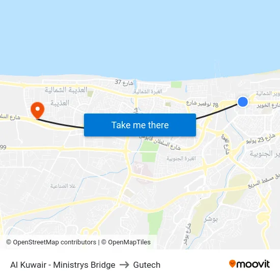 Al Kuwair - Ministrys Bridge to Gutech map