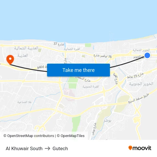 Al Khuwair South to Gutech map