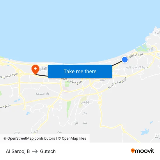 Al Sarooj B to Gutech map