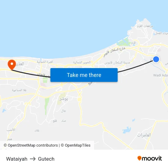 Wataiyah to Gutech map