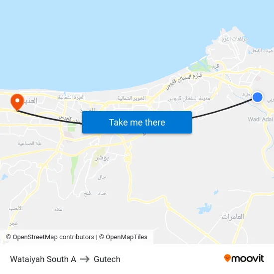 Wataiyah South A to Gutech map