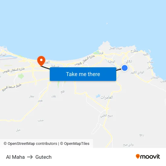 Al Maha to Gutech map