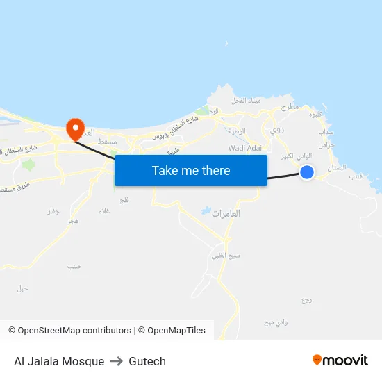 Al Jalala Mosque to Gutech map