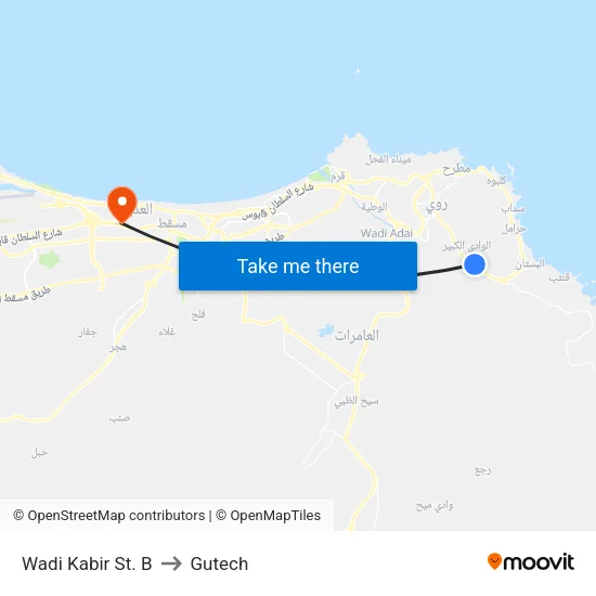 Wadi Kabir St. B to Gutech map