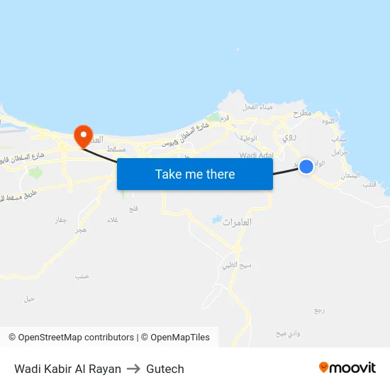Wadi Kabir Al Rayan to Gutech map