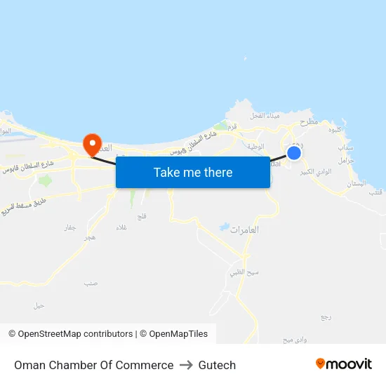 Oman Chamber Of Commerce to Gutech map