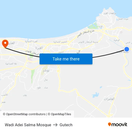 Wadi Adei Salma Mosque to Gutech map