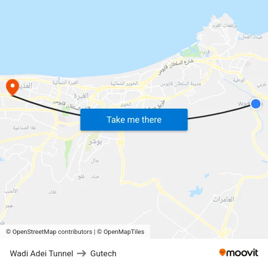 Wadi Adei Tunnel to Gutech map