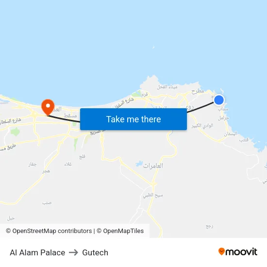 Al Alam Palace to Gutech map