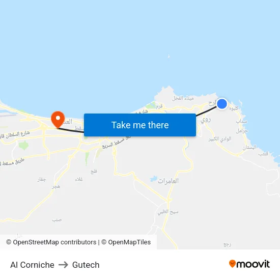 Al Corniche to Gutech map