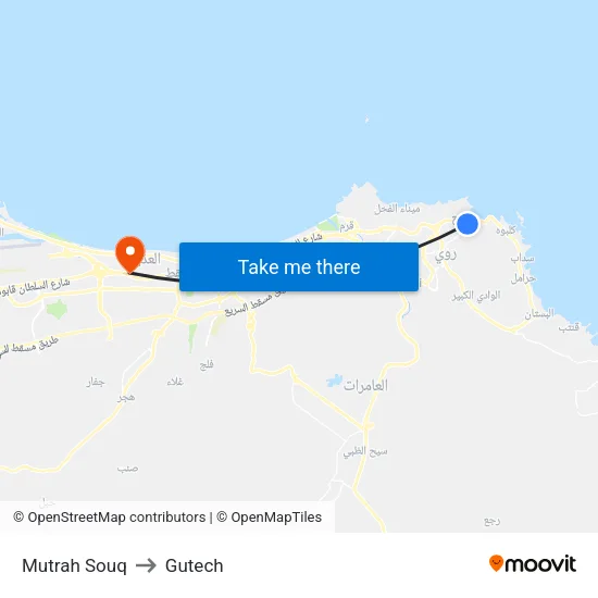 Mutrah Souq to Gutech map