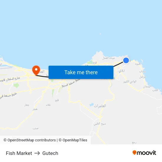 Fish Market to Gutech map