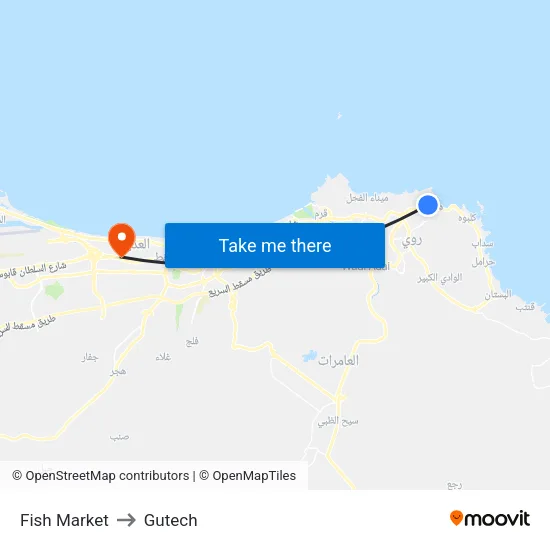 Fish Market to Gutech map