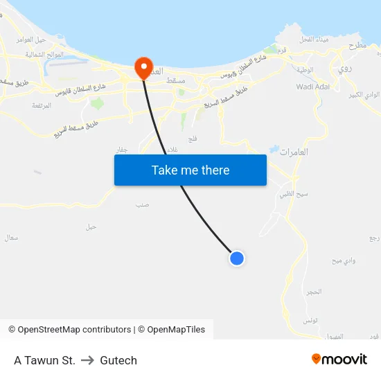 A Tawun St. to Gutech map