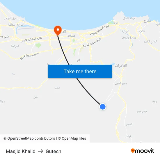 Masjid Khalid to Gutech map
