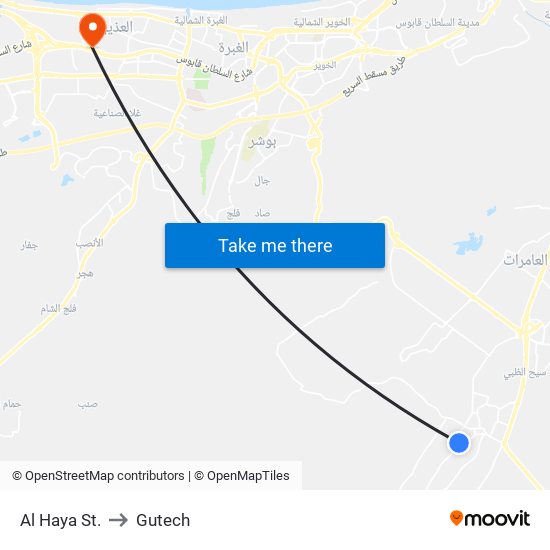 Al Haya St. to Gutech map