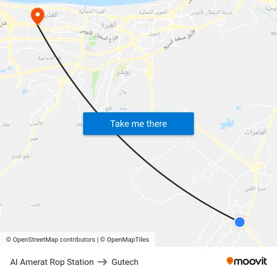 Al Amerat Rop Station to Gutech map