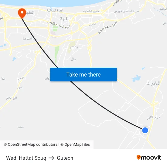 Wadi Hattat Souq to Gutech map