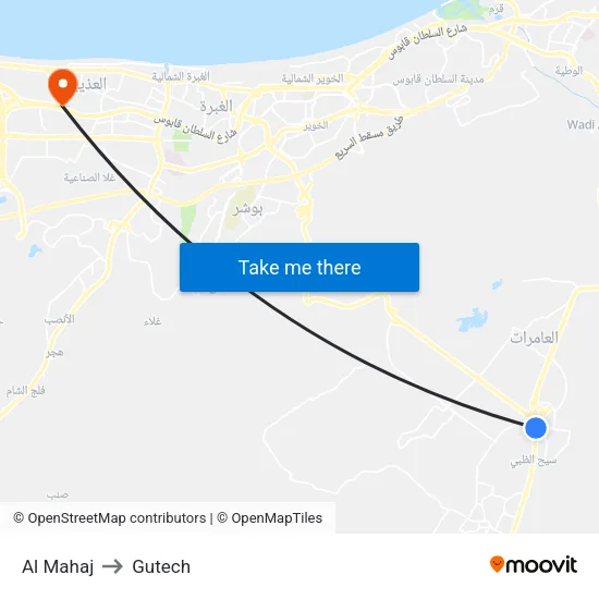Al Mahaj to Gutech map