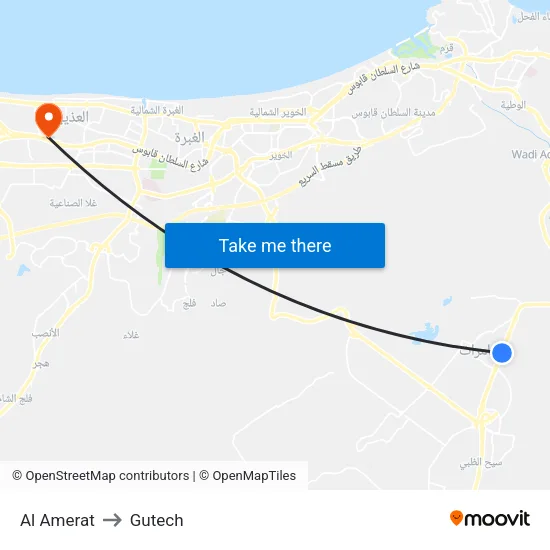 Al Amerat to Gutech map