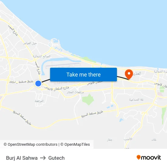 Burj Al Sahwa to Gutech map