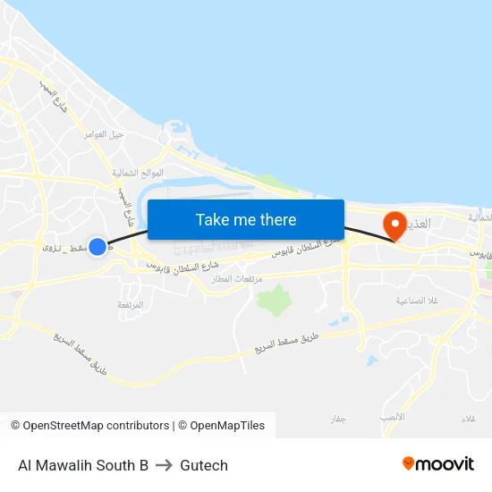 Al Mawalih South B to Gutech map