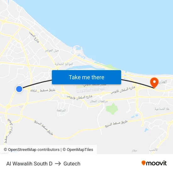 Al Wawalih South D to Gutech map