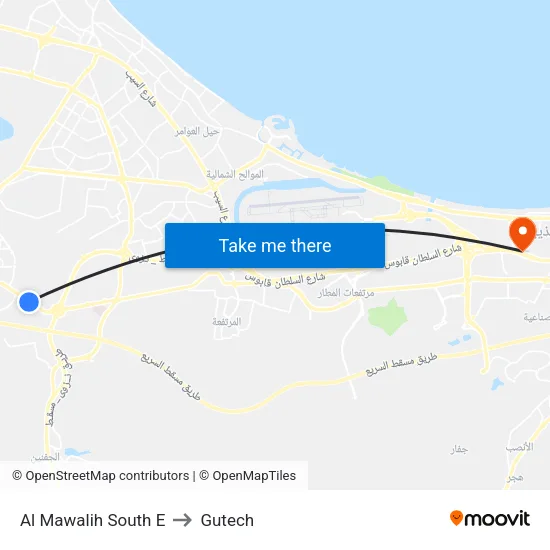 Al Mawalih South E to Gutech map