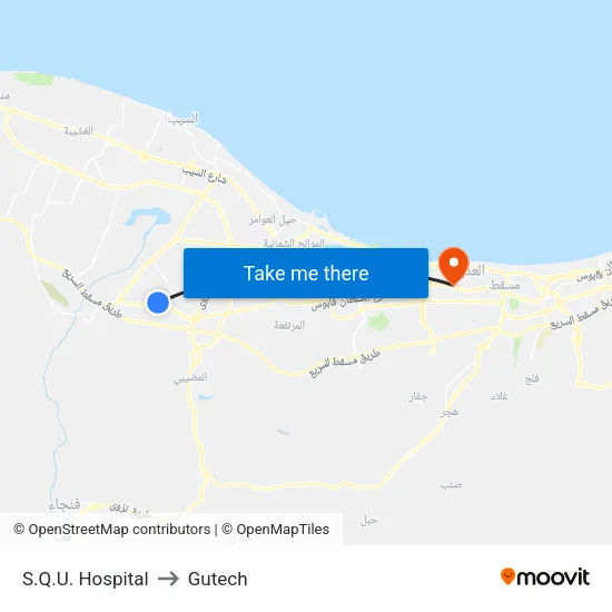 S.Q.U. Hospital to Gutech map