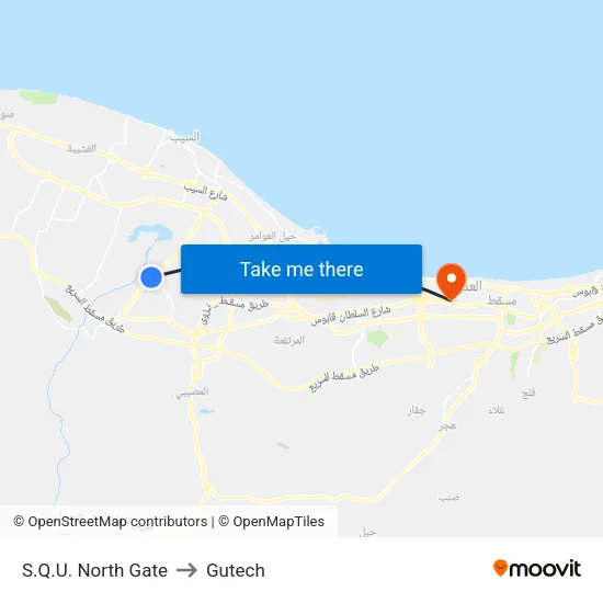 S.Q.U. North Gate to Gutech map