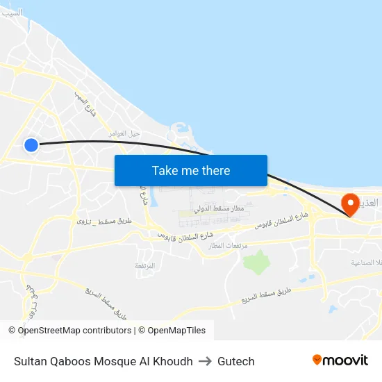 Sultan Qaboos Mosque Al Khoudh to Gutech map