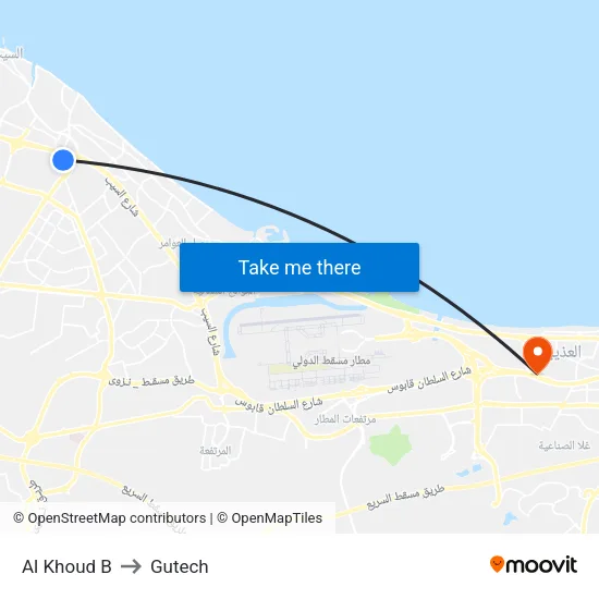 Al Khoud B to Gutech map
