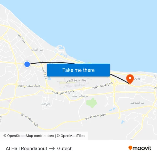 Al Hail Roundabout to Gutech map