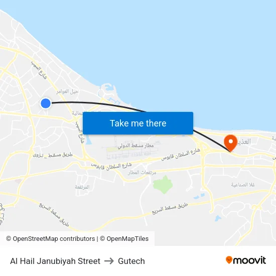 Al Hail Janubiyah Street to Gutech map