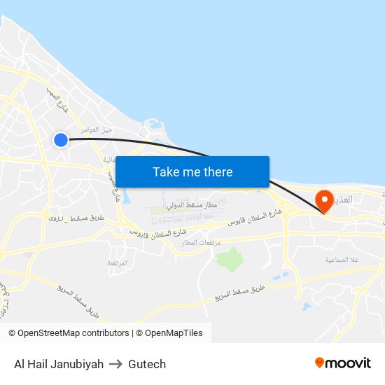 Al Hail Janubiyah to Gutech map