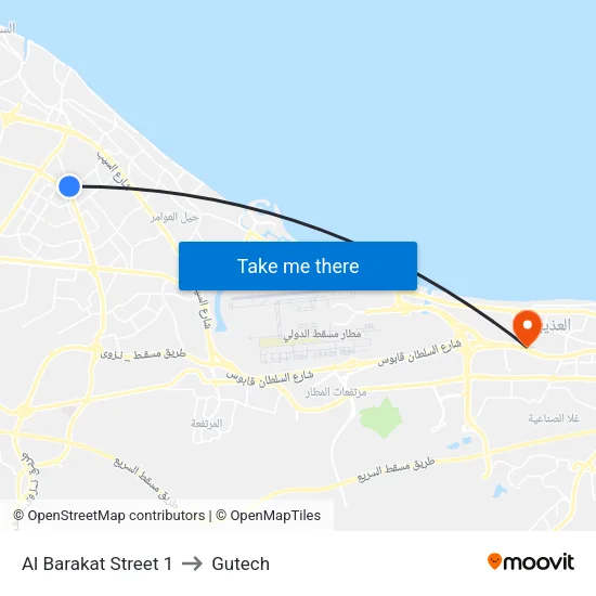 Al Barakat Street 1 to Gutech map