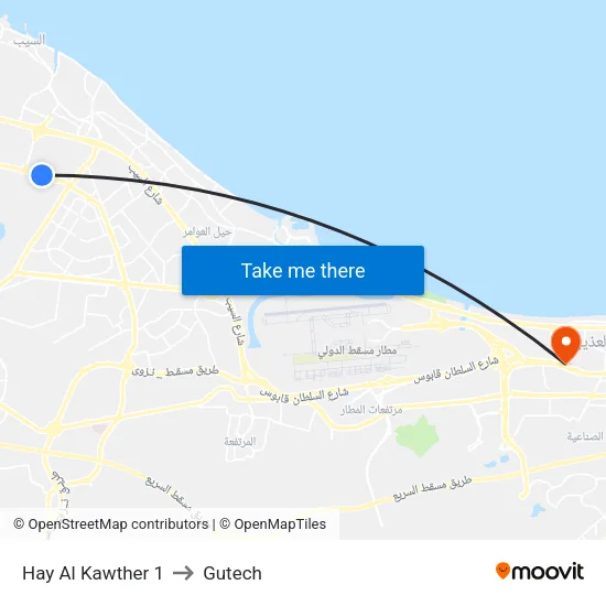 Hay Al Kawther 1 to Gutech map