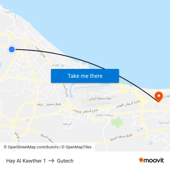 Hay Al Kawther 1 to Gutech map