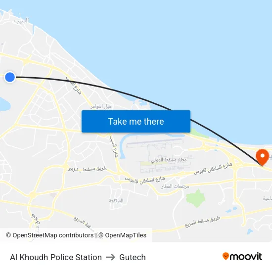 Al Khoudh Police Station to Gutech map