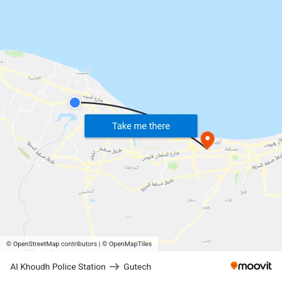 Al Khoudh Police Station to Gutech map