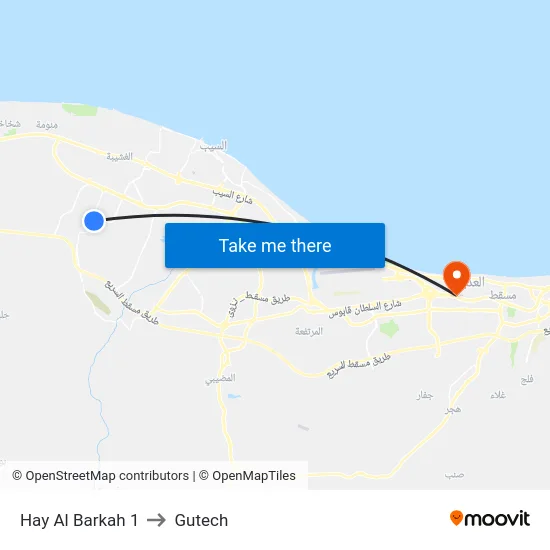 Hay Al Barkah 1 to Gutech map