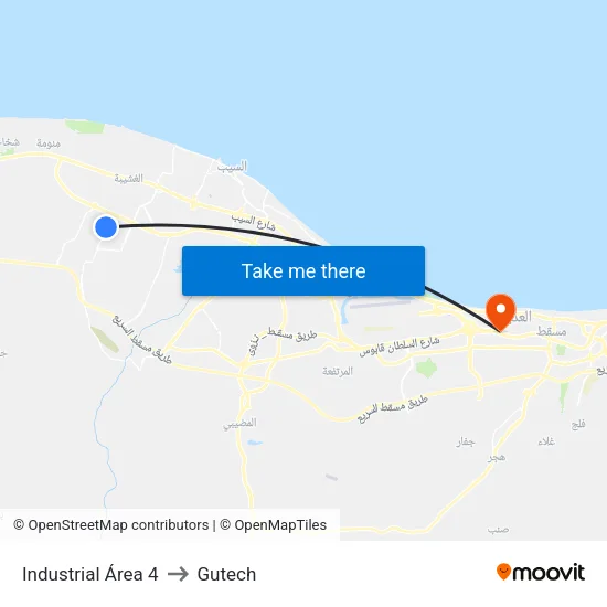 Industrial Área 4 to Gutech map