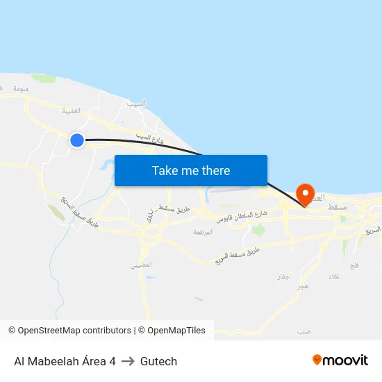 Al Mabeelah Área 4 to Gutech map