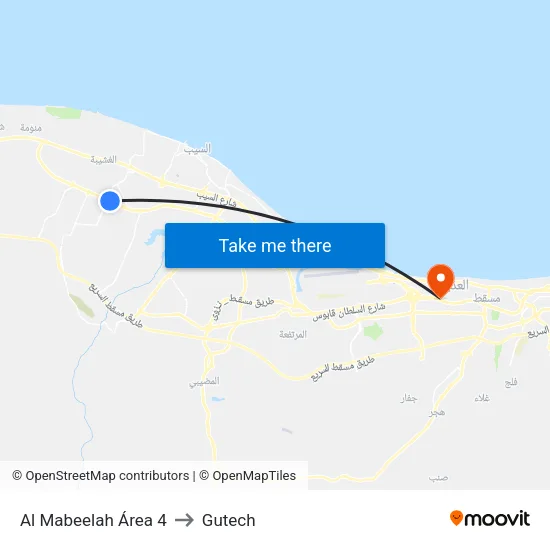 Al Mabeelah Área 4 to Gutech map