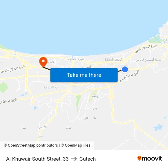 Al Khuwair South Street, 33 to Gutech map