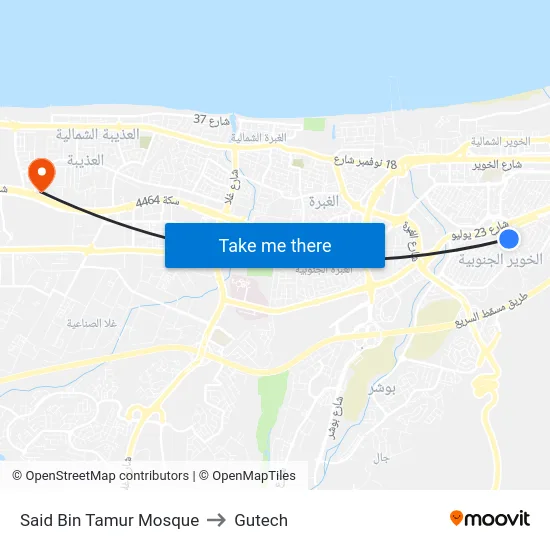 Said Bin Tamur Mosque to Gutech map