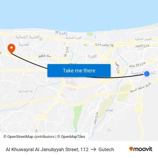 Al Khuwayral Al Janubyyah Street, 112 to Gutech map