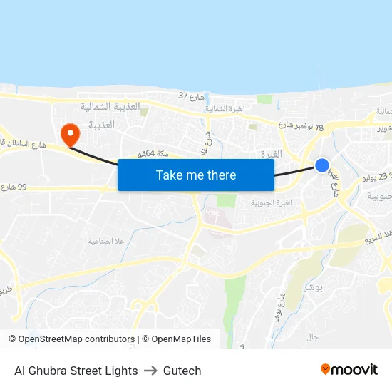 Al Ghubra Street Lights to Gutech map