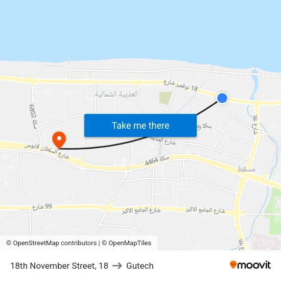 18th November Street, 18 to Gutech map