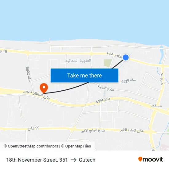 18th November Street, 351 to Gutech map
